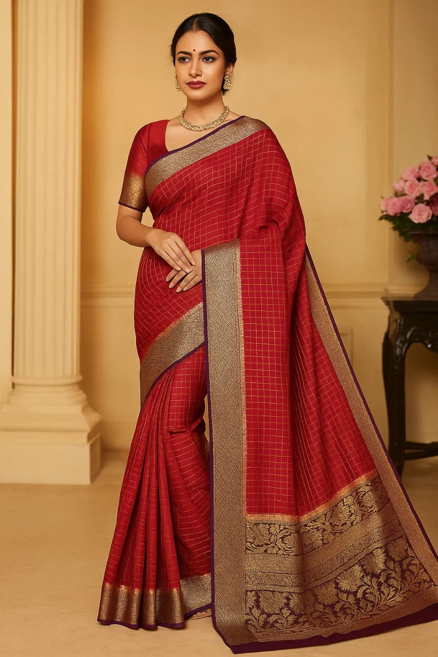 Red banarsi saree