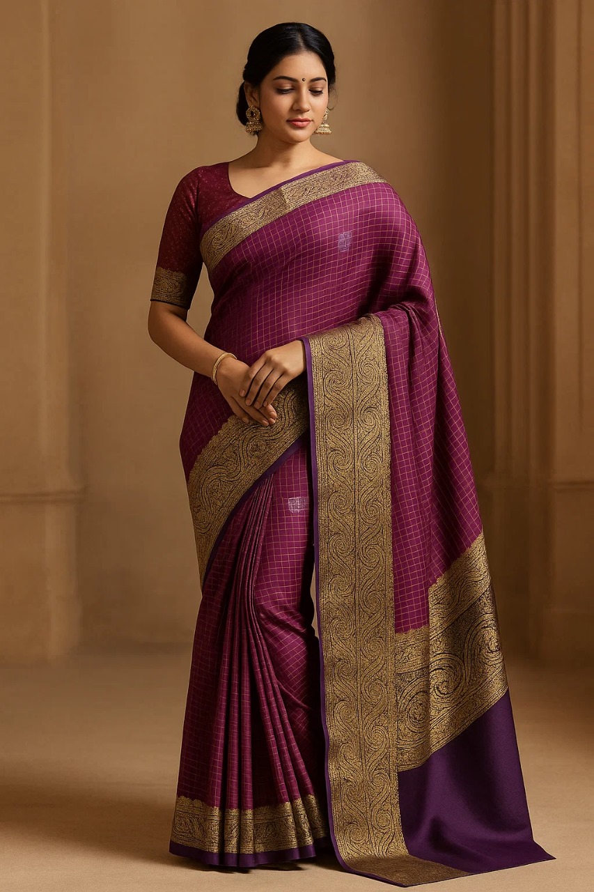 Wine banarsi saree