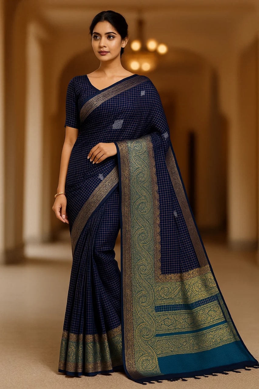 Blue banarsi saree