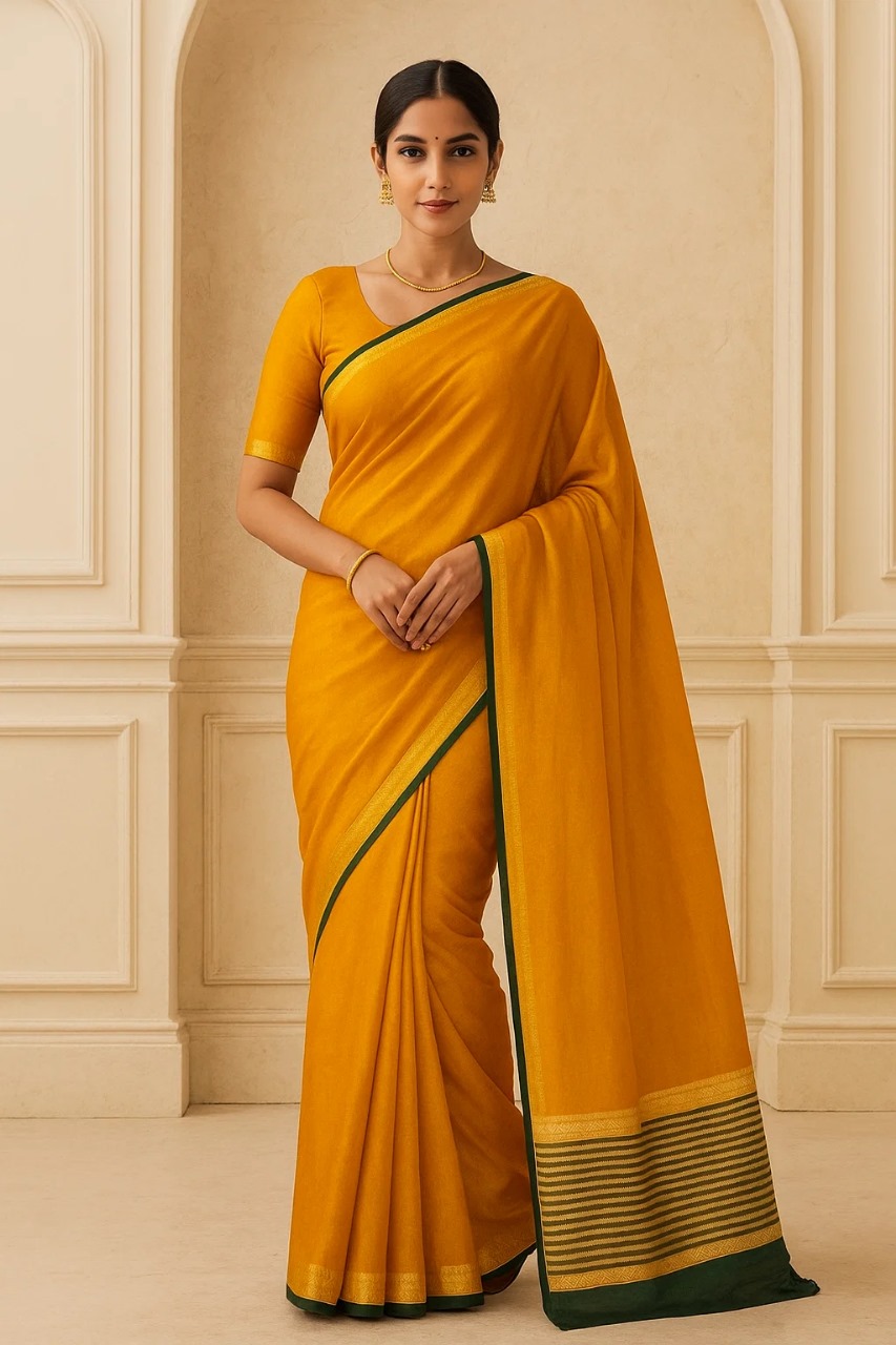 Mustard silk saree