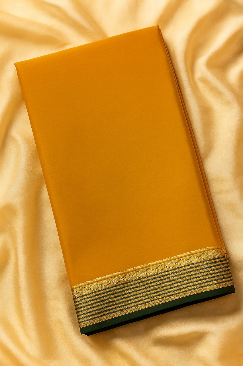 Mustard silk saree