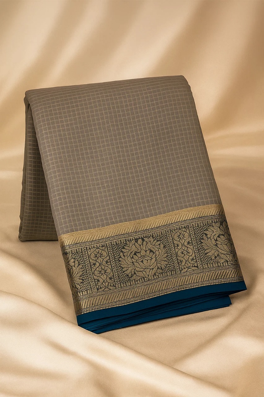 Grey banarsi saree