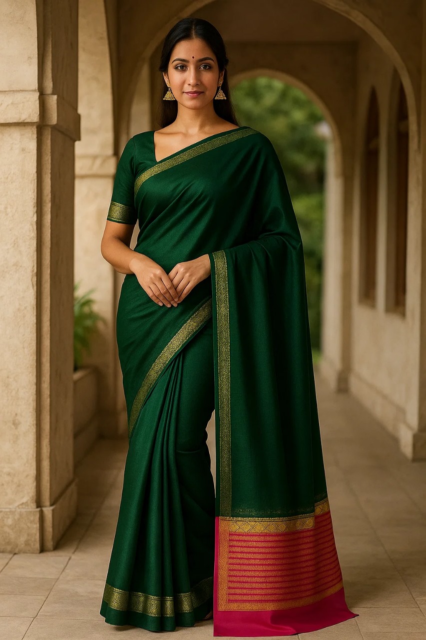Deep green sari 