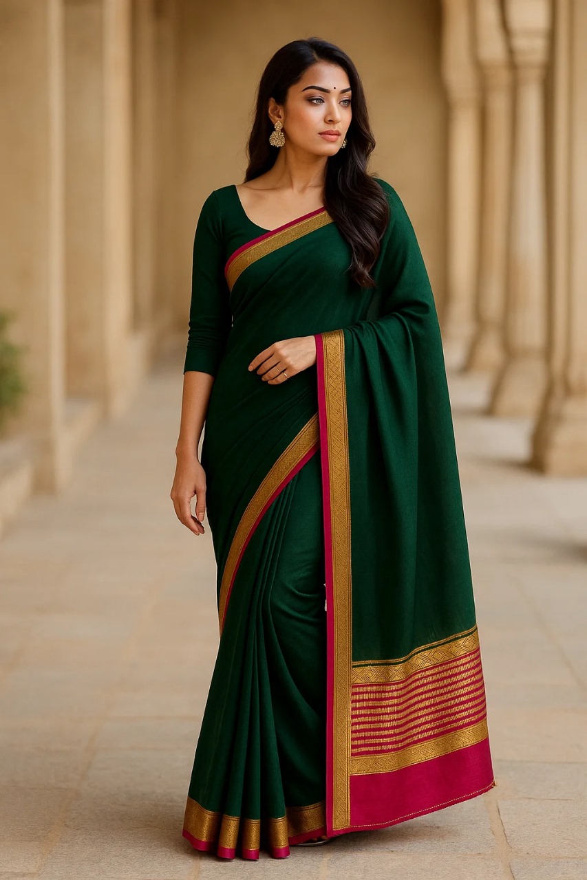 Deep green sari 