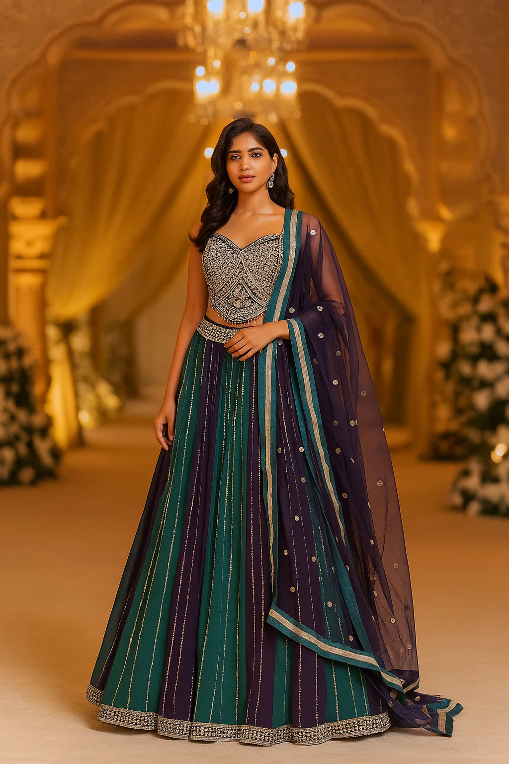 Navy Blue Designer Lehenga