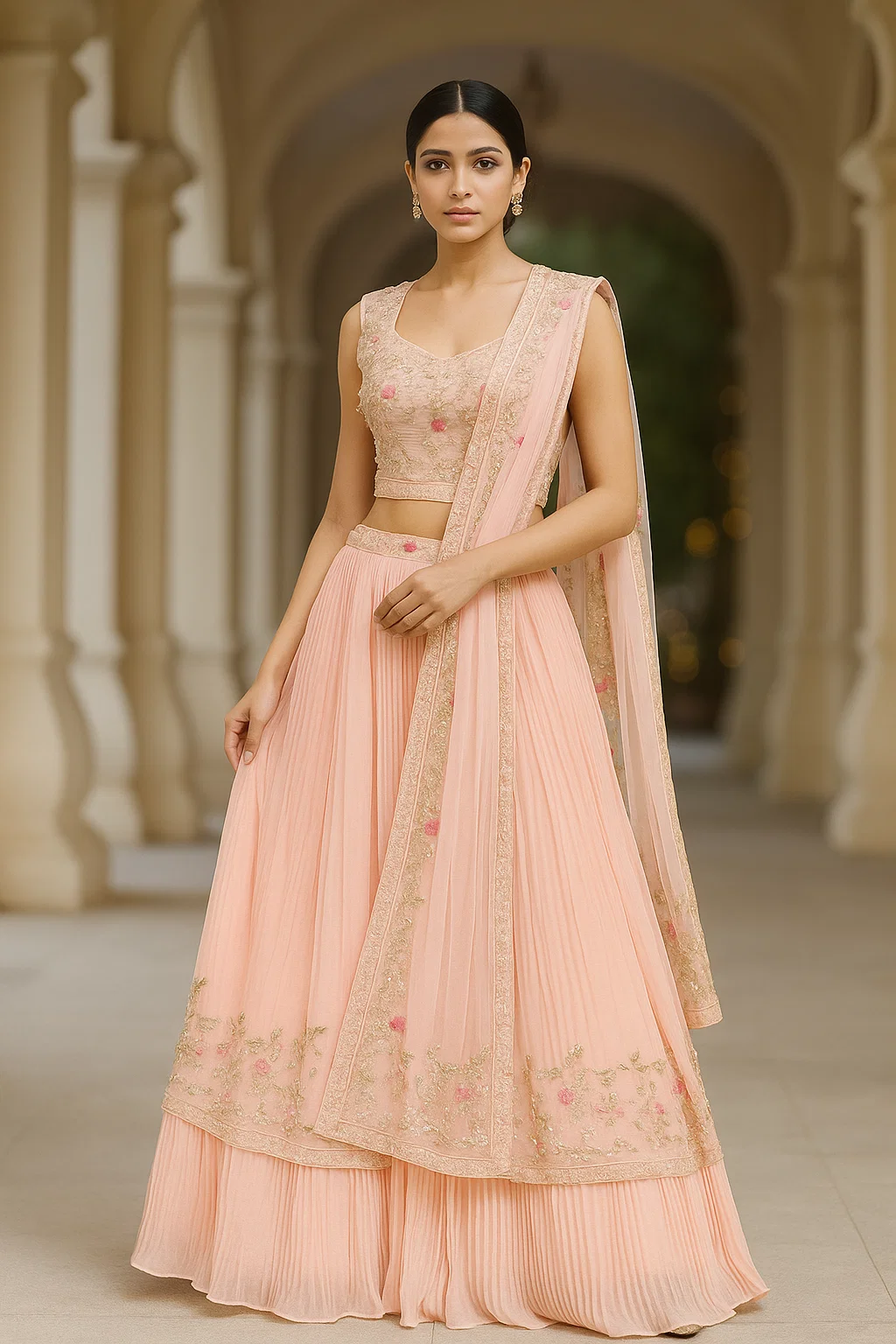 peach lehnga