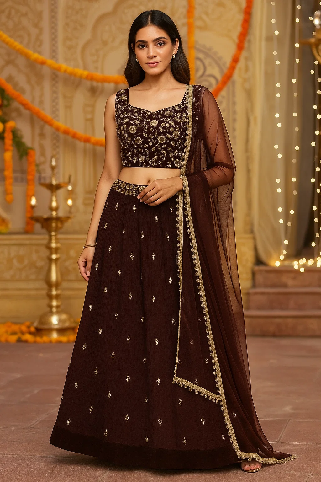 Brown Lehenga