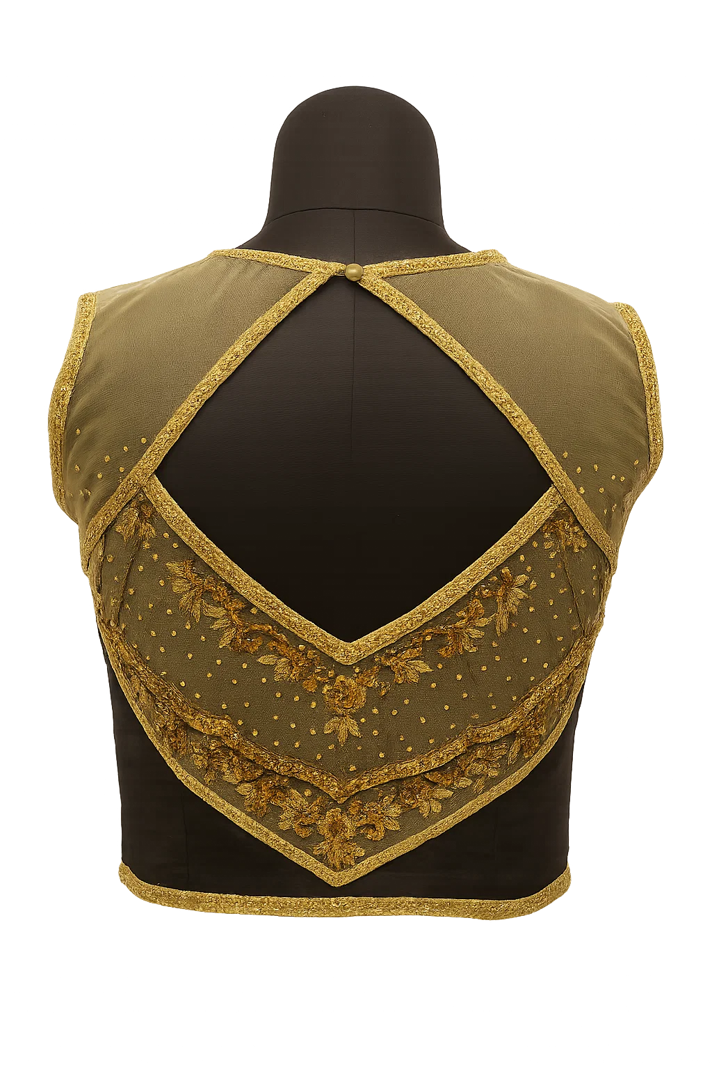 Black Golden Zari Embroidered Designer Blouse with Deep Back Cut