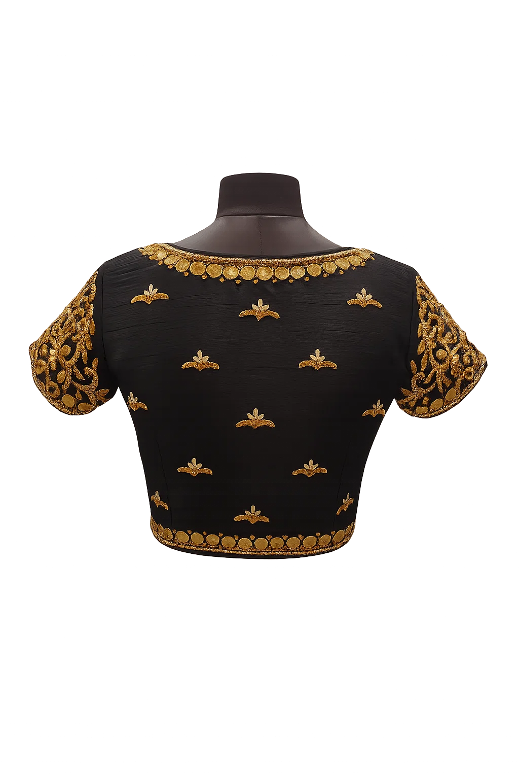 Black Golden Zari Embroidered Designer Blouse with Deep Back Cut