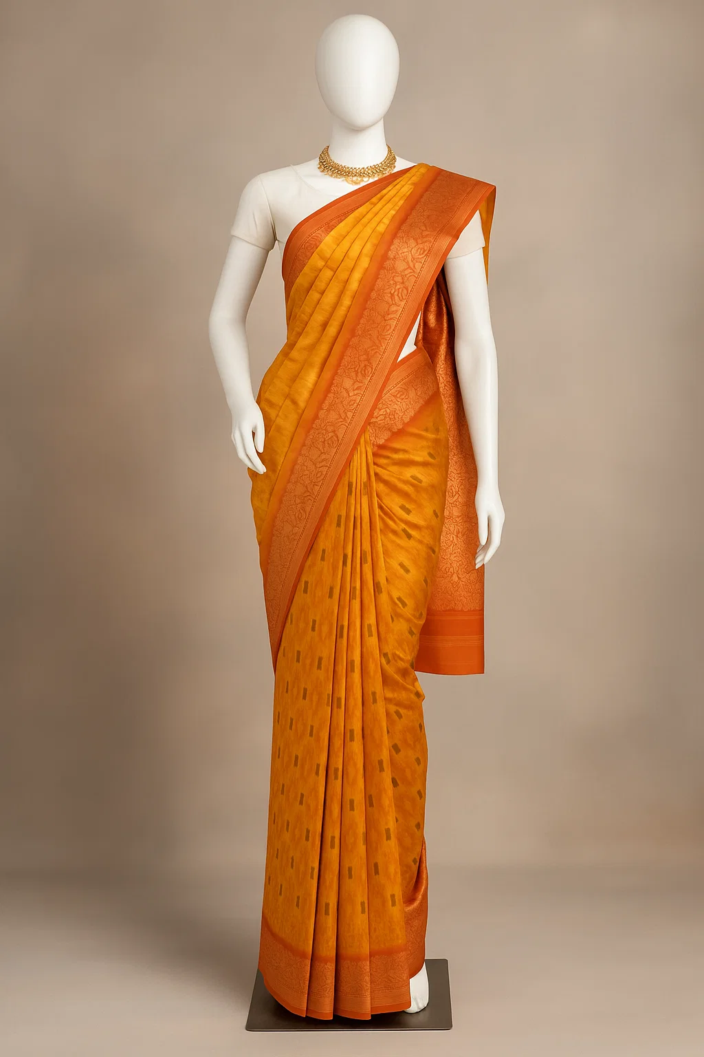 Rust Orange Traditional Soft Silk Saree with Woven Border & Subtle Motif Detailing
