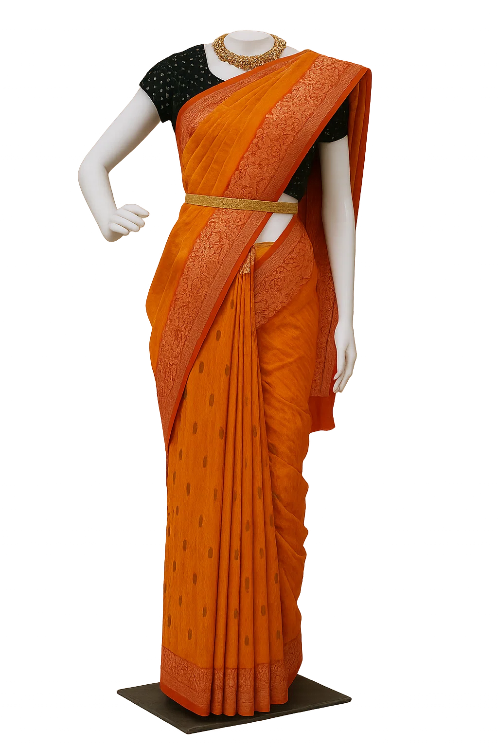 Rust Orange Traditional Soft Silk Saree with Red Zari Border