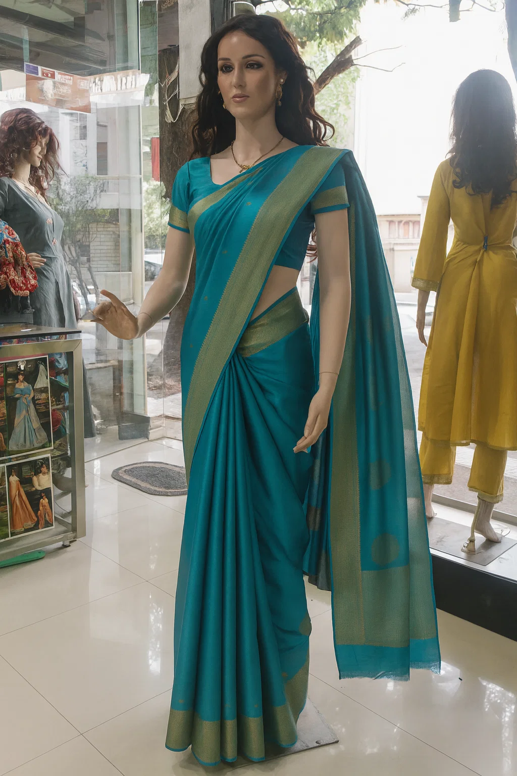 Emerald Green Kanjivaram Silk Saree with Rich Golden Zari Border
