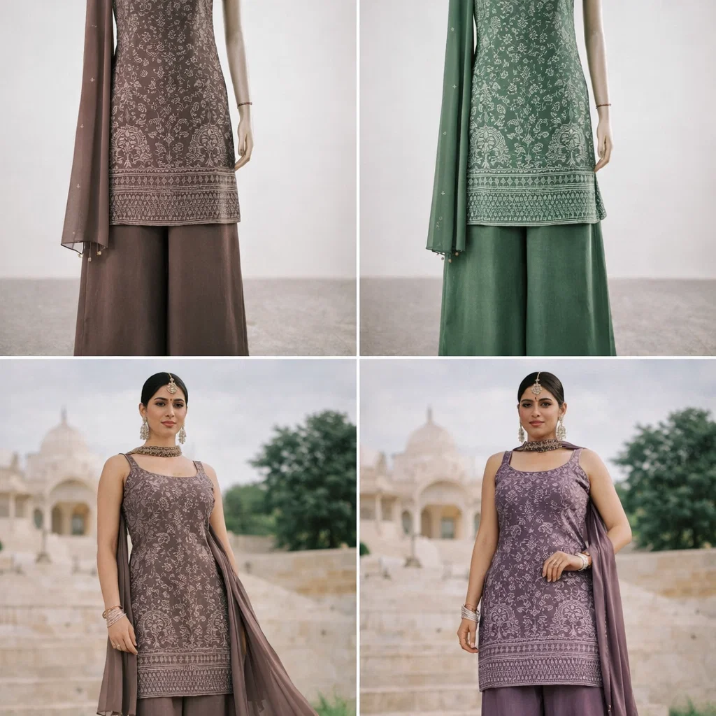 Regal Heritage Embroidered Kurta Sharara Sets – Multi Color Collection