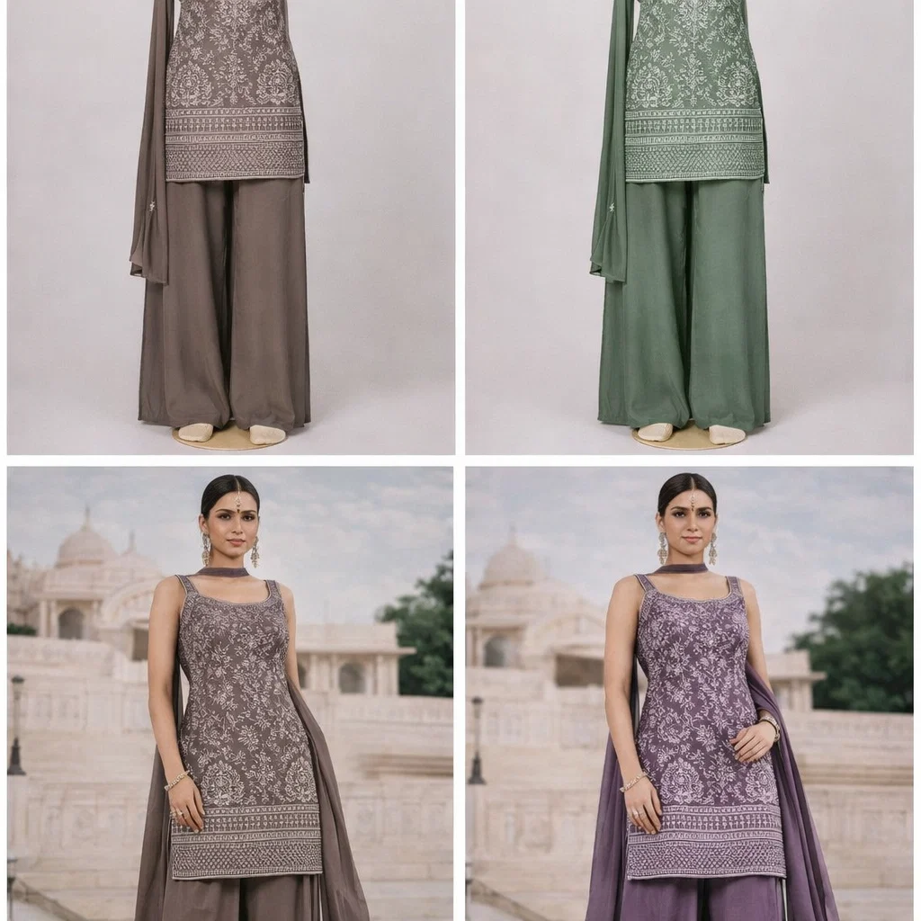Regal Heritage Embroidered Kurta Sharara Sets – Multi Color Collection
