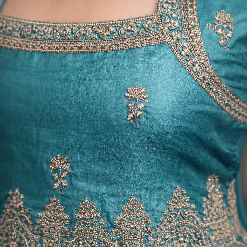 Teal Embroidered Kurta Palazzo Set with Dupatta – Festive & Party Wear