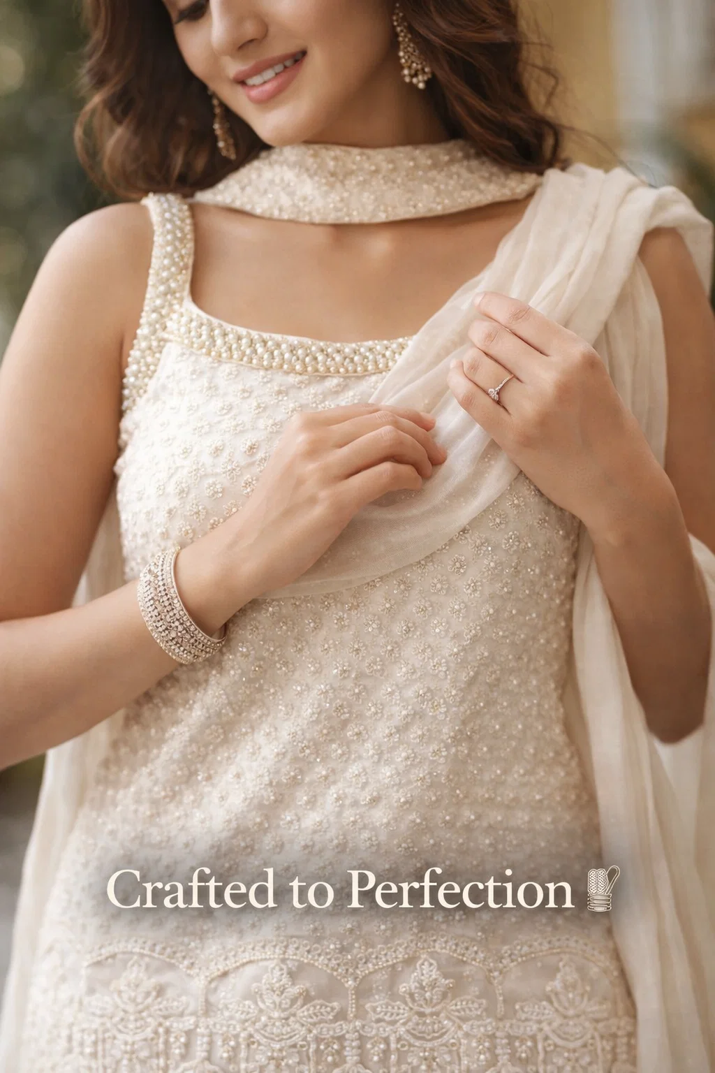 House of Vasuki Ivory Elegance Embroidered Kurta Palazzo Set