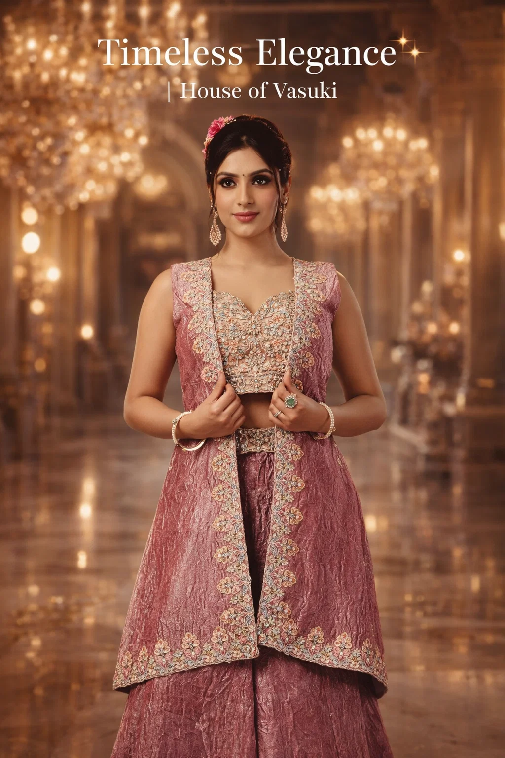 House of Vasuki Royal Mauve Embroidered Lehenga Set with Jacket