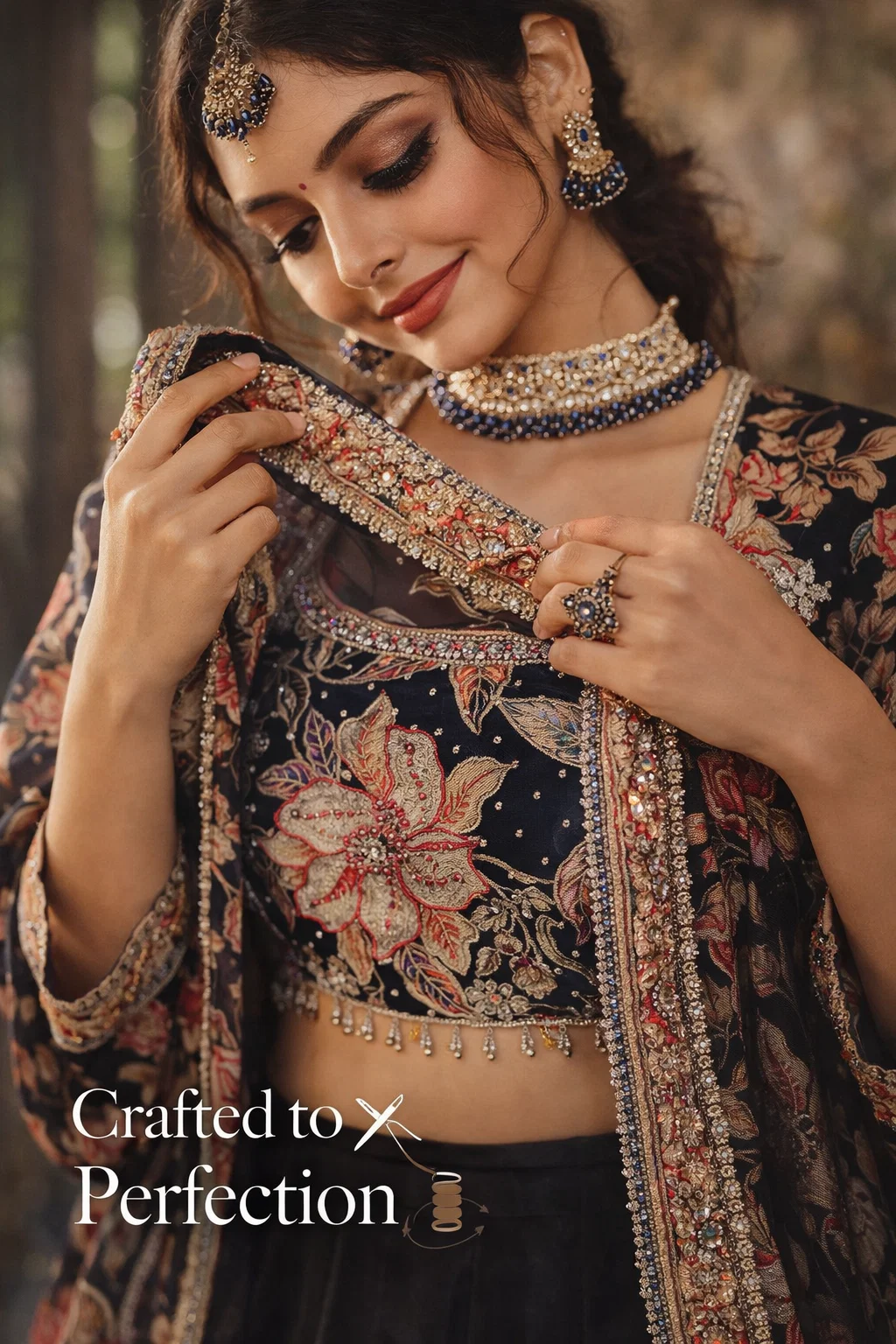 Product Name: Timeless Elegance Floral Black Lehenga Set