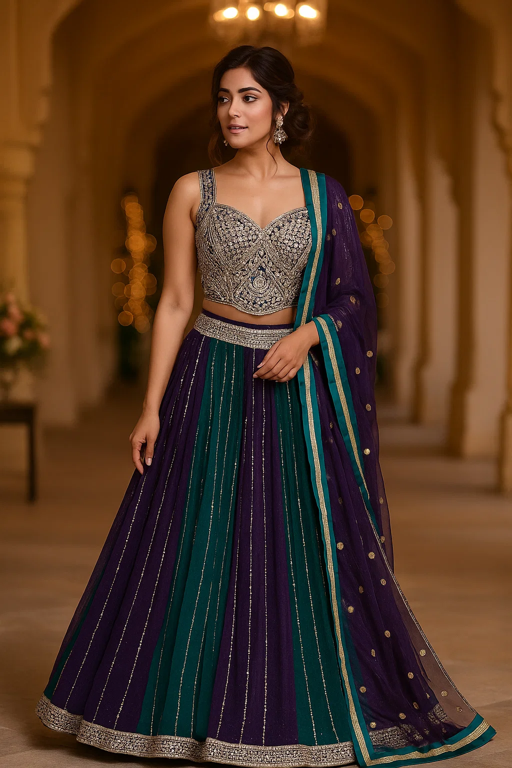 Navy Blue Designer Lehenga