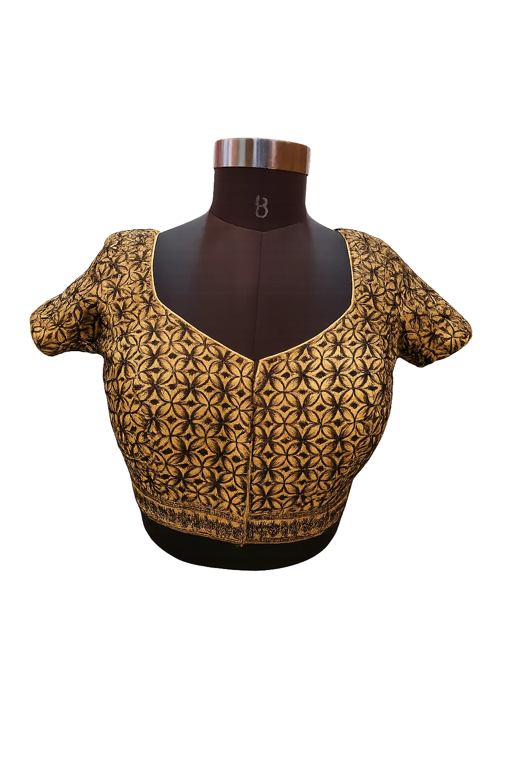 Black & Gold Brocade Embroidered Designer Blouse with Deep Back Tie