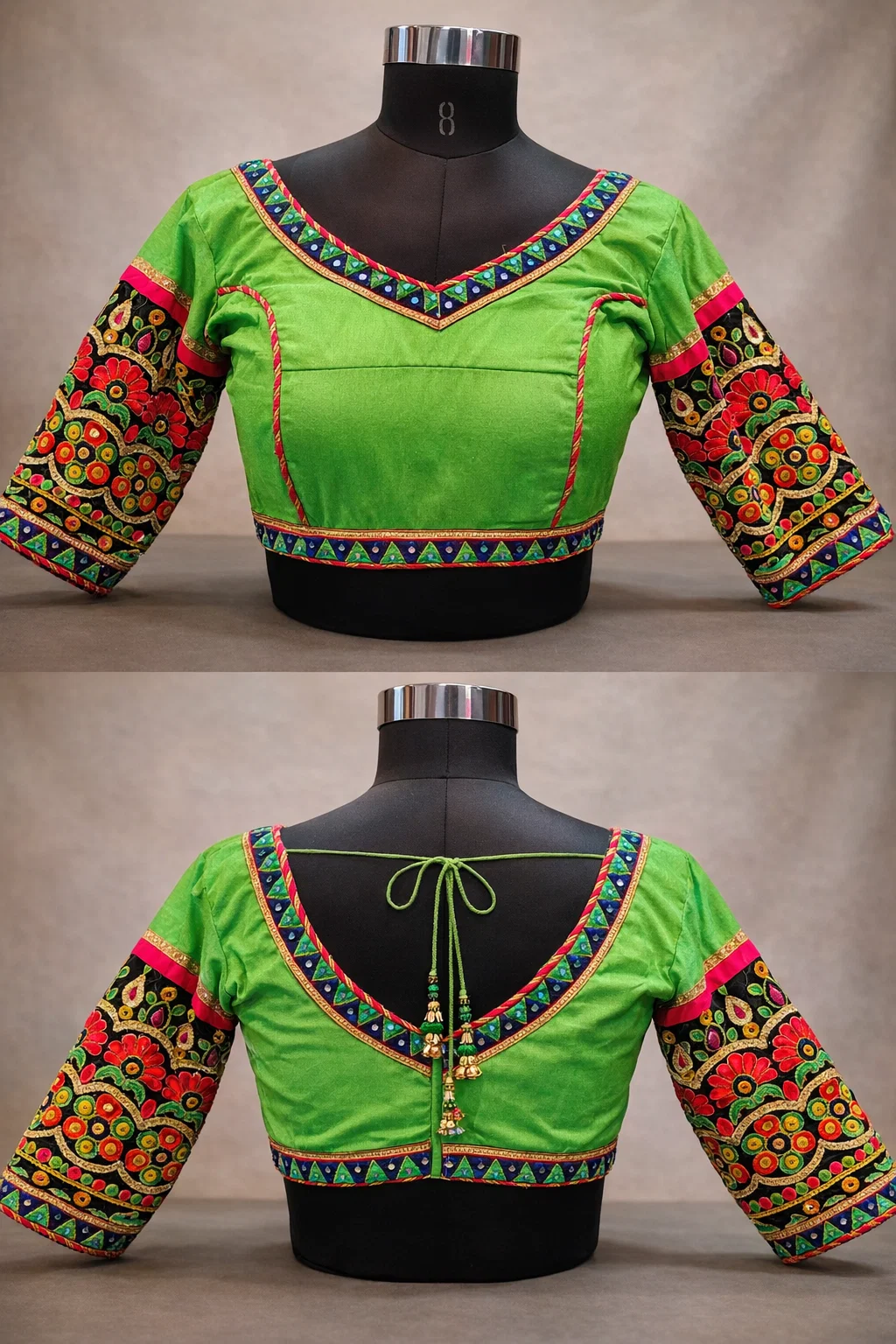 Golden High-Neck Silk Brocade Designer Blouse with Stylish Open Back