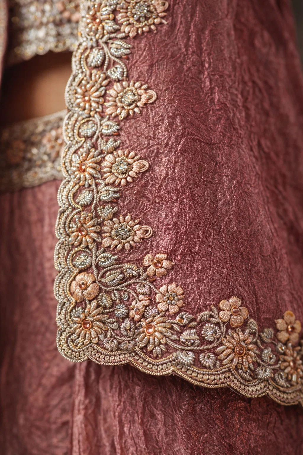 Royal Rose Gold Indo-Western Jacket Set with Palazzo