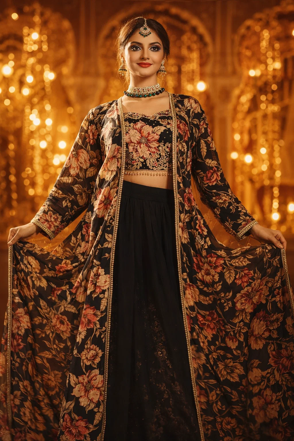 Product Name: Timeless Elegance Floral Black Lehenga Set