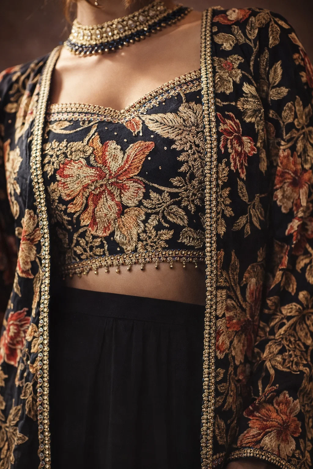 Product Name: Timeless Elegance Floral Black Lehenga Set